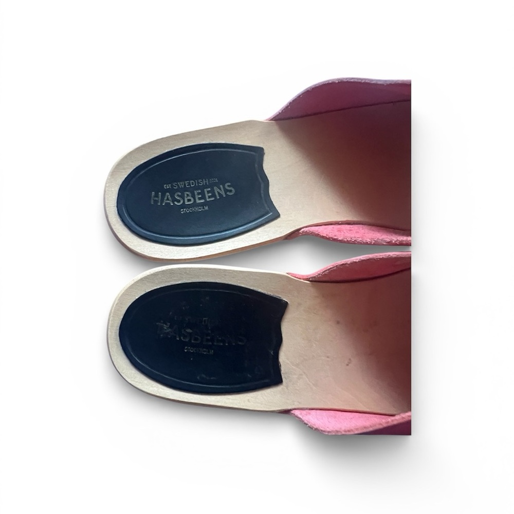 Swedish Hasbeens Red Leather Ann Low Mules - Picture 5 of 5